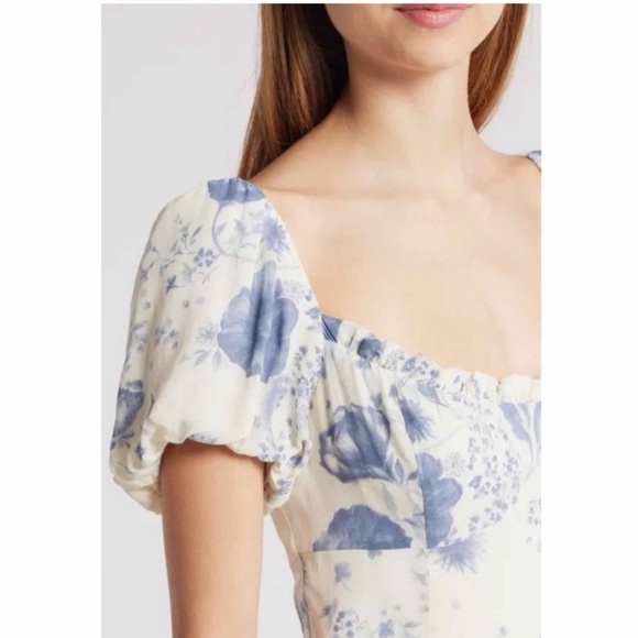 Reformation Devonne Dress in Refresh Blue and White Floral Size 0 NWT - Picture 3 of 6